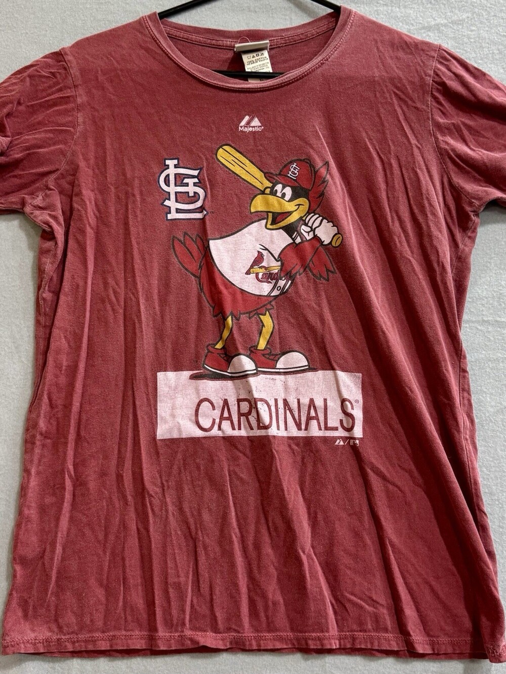 Majestic St Louis Cardinals Fredbird Womens XL Red MLB Baseball Graphic T Shirt